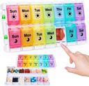 HRX Package Medicine Pill Boxes 7 Day AM / PM, Easy Fill & Open Medication Organizer Vitamin Reminder Holder Day och Night