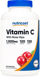 Nutricost Vitamin C med Rose HIPS 1025mg, 120 kapslar - Vitamin C 1000mg, Rose HIPS 25mg, Premium, Non-GMO, Gluten Free Supplement