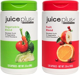 JuicePlus + Frukt och grönsaksblend: för Solid Nutritional Foundation - Öka familjens hälsa med 20 frukter & grönsaker Plus växtnäringsämnen - Förpackade 2 flaskor (60 portioner frukt, 60 av Veg)