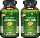 Irwin Naturals Double-Potency Ginkgo Biloba - 60 Liquid Soft-Gels - Brain, Focus & Circulation Support - 2 Pack