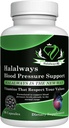 Halalways Blood Pressure Support Certified Halal Supplement Naturally BP Support with Garlic Bulb Powder, Hawthorn Berry, Green Tea Leaf & Hibiscus Vitamins for Healthy Hypertension (BP)