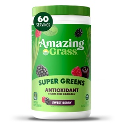 Amazing Grass Greens Superfood Antioxidant: Greens Powder med organisk Spirulina, Beet Root Powder, Elderberry & Probiotika, Sweet Berry, 60 portioner (Packaging May Vary)