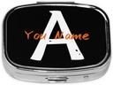 Custom Square Pill Box med Mirror Personalized Photo Text Logo Name Travel Small Pill Case 2 Compartment anpassad Portable Metal Medicine Container Vitamin Organizer för Pocket Purse (Namn)