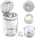 White-1 Pill Splitter och Cutter, Crushes Tablets, Vitaminer, Rostfritt stål Blade, Avtagbar Drinking Cup