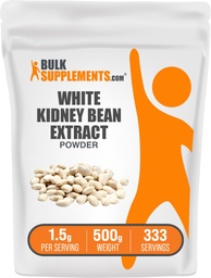 BulkSupplements.com White Kidney Bean Extract Powder - White Kidney Bean Powder - Herbal Supplement - Gluten Free, 1,5g per servering, 500g (1.1 lbs) (Pack of 1)