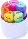Weekly Pill Manager, 4 Daily Pill Boxes, 7-dagars Pill Rack Moisture-Proof, Pill Box Medication Reminder, Portable Vitamin Fish Oil Medication och Supplement Container (Cylindrical Storage)