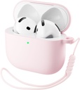 ORNARTO för AirPods 4 Case, Soft Silicone Full Protective Cover med LED Visible, kompatibel med AirPods 4th Generation 2024 - Chalk Pink