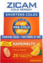 Zicam Cold Remedy Zink Rapidmelts, Citrus Flavor, 25 Count (Pack of 2)