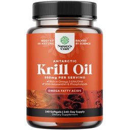 Antarctic Krill Oil 500mg Softgels - Omega 3 Krill Oil Supplement med EPA DHA & Astaxanthin för Brain Joint & Heart - 3rd Party Lab Tested No Gluten GMOs or Fishy Aftertaste (Upp till 8 månaders leverans)