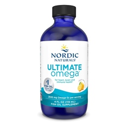 Nordic Naturals Ultimate Omega Liquid, Lemon Flavor - 4 oz - 2840 mg Omega-3 - High-Potency Fish Oil Supplement med EPA & DHA - Främjar hjärn- och hjärthälsa - Non-GMO - 24 portioner