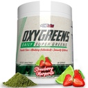 EHP Labs OxyGreens Super Greens Powder - Spirulina & Chlorella Superfood, Green Juice Powder & Greens Supplements with Prebiotic Fibre, Antioxidants & Immunity Support, 30 Serves (Strawb. Margarita)