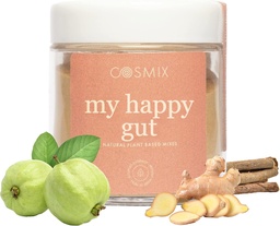 cosmix My Happy Gut, for Improved Digestion, Bloating & Overall Gut Health, Natural, Plant-Based Superfood Blend, Makes Upto 40 Servings, Added Sugar, Vegan 50 G (Pack of 1) Brown