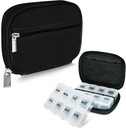 Serfeymi Weekly Travel Pill Organizer Pill Case för handväska med flyttbara 7 Day Pill Box, Fashionable Travel Medicine Organizer Pill Container för medicin, vitamin, tillägg - Svart 01 + Pill Box