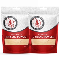 Red Panax Ginseng Powder med naturliga Ginsenosides (16 oz) - Stöder hälsosam energi, vitalitet, humör och mer, koreanska Panax Ginseng Root Powder för smoothies, kaffe eller drycker (2 paket)