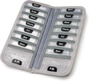 AM / PM Bi-Folding Pill Organizer + Supplement Case för OTC Medicine, Prescription + Vitaminer - 14 Märkt måndag-Sunday Slide Lock Pouches, Grey Travel Pill Case