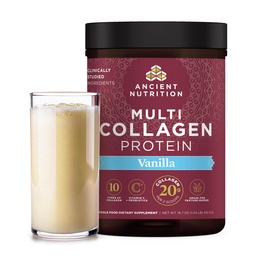 Forntida näring Collagen Peptides Powder, Multi Collagen Protein, Kvinnor & Män, Vitamin C, Probiotika, Hydrolyzed Collagen, stöder hud, gemensamma, Gut Health, Vanilla, 45 portioner