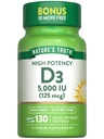 Nature's Truth Vitamin D3 5000 IU Softgels | 130 Count | High Potency | Non-GMO & Gluten Free Supplement