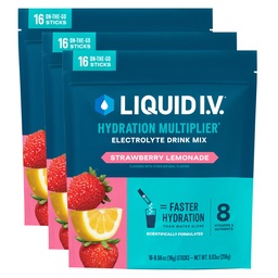 Flytande I.V.® Hydration Multiplier - Strawberry Lemonade | Electrolyte Powder Drink Mix | 3 Pack (48 portioner)