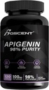 Apigenin Supplement 100mg från Chamomile Extract 120 Count - 98% renhet - Apigenin Supplement för sömn, humör, kognition, prostata hälsa - Utmärkt sömnhjälp, icke-GMO, inga fillers - 4-månaders leverans