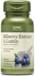 GNC Herbal Plus Bilberry Extract och Lutein Supplement, Vegetarian, stöder ögon- och visionshälsa, 60 portioner