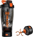 HeaDot Electric Protein Shaker Bottle, Blender Bottles for Protein Mixes, 24 Oz Echargeable Type-C Shaker Cup, Made with Tritan, BPA Free Shakers for Protein Shakes (Orange)