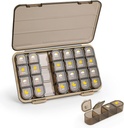 Pill Organizer 4 Times A Day, 7 Day Pill Box 4 Times A Day - Acedada Weekly Medicine Box Organizer med separat fall, Portable Daily Pill Container Dispenser för vitamin Fish Oils Supplements, Brown