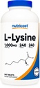 Nutricost L-Lysine 1000mg, 240 tabletter - Glutenfri, icke-GMO och vegetarisk vänlig
