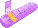 Weekly Pill Organizer 1 gång om dagen, Travel Pill Box 7 Day Extra stora delar Vitamin Holder, Daily Pill Container 7day XL Medicine Dispenser för fiskoljefall (Purple)