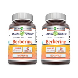 Fantastiska Formler Berberine 1000mg Per Servering Capsules Supplement | Non GMO | Gluten Free | Made in USA (120 | 2 Pack)