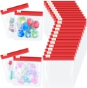 24 Pieces Pill Pouch Bags Zippered Set Reusable Translucent Medicine Organizer Sealing Travel Plastic Bags med Slide Lock för lagring (Red)