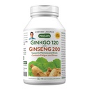 ANDREW LESSMAN Ginkgo 120 Plus Ginseng 200mg - 60 kapslar - Standardiserad extraktblend för att stödja hjärna, minne och kognitiv funktion. Adaptogen, bekämpar stress och trötthet. Inga tillsatser