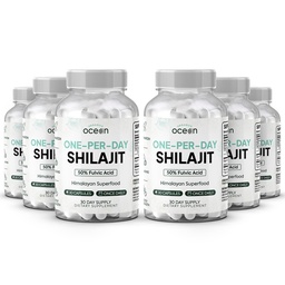 Organics Ocean One-Per-Day Shilajit för män och kvinnor - Naturligt och Potent Shilajit Supplement för åldersförbättrande, benstyrka, Hormonstöd och mer - 6 flaskor Shilajit Capsules