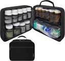 Stor Padded Modular Pill Bottle Organizer, Medicine Bag, Case, Carrier för mediciner, vitaminer och medicinska förnödenheter - för hemlagring och resor - Svart (utan lås)