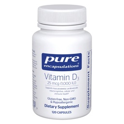 Rena inkapslingar vitamin D3 25 mcg (1 000 IE) - Tillägg för att stödja ben, gemensam, bröst, hjärta, kolon & immunhälsa - med Premium Vitamin D - 120 kapslar