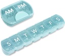 2 Pack (Weekly & Daily), 2 gånger om dagen (AM/PM) + 7-dagars Pill Organizer, Vitamin Planner, Large Capacity Pill Box Set, Travel Pill Case för medicinering / vitaminer / fiskoljor / tillägg, blå