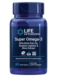 Life Extension Super Omega-3 EPA / DHA Fish Oil, Sesam Lignans & Olivextrakt - Hjärthälsa, Hjärnhälsa, Inflammation Health Support, Cholesterol Health Support, Gluten-Free, Non-GMO, 60 Softgels