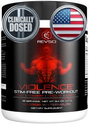 VIOLENCE Stim Free Pre Workout Powder från REVSCI, Precision Dosed Non Stim Preworkout Pump Pre Workout Caffeine Free Pre Workout Powder, Pump Supplement & Stimulant Free Nitric, Watermelon, 25 Servings