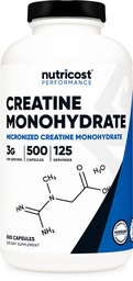 Nutricost Micronized Kreatin Monohydrat 3.000mg 500 kapslar, 125 portioner, 750mg kreatinmonohydrat per kapsel