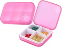 Portable Pill Organizer - Slim Pill Box för Purse eller Travel, Compact Pill Case (4+6 Compartment, Rosa)