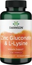 Swanson Zinc Gluconate L-Lysine - 2-i-1 Formel 90 Veg Caps