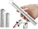 Zam-Zam Daily Pill Organiser | Portable 7 Day Pill Organizer | Large Capacity Travel Pill Container | Convenient Weekly Pill Box för Medication Management | Travel Pill Organizer med etiketter (Aluminium)
