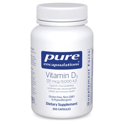 Rena inkapslingar vitamin D3 125 mcg (5,000 IE) - Tillägg för att stödja ben, gemensam, bröst, hjärta, kolon och immun hälsa * - med vitamin D - 250 kapslar