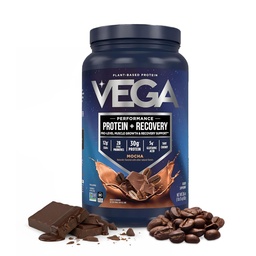 Vega Sport Vegan Protein Powder + Recovery - 30g Plant Based Protein per Servering, Mocha, 19 Servings, 5g BCAAs, Probiotika, NSF Certified, För Shakes & Smoothies, 1,8lbs (Packaging May Vary)
