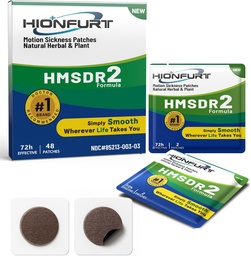 HMSDR2 48ct Motion Sickness Patches - Sea Sickness Patches for Cruise, Car, Airplane - Non-Drowsy, 72H Lasting