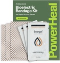 PowerHeal Bioelectric Bandage Kit for Wound Care & Healing - Single Layer, No Adhesive Inkluderar Wound Hydrogel, kan skäras till Fit - för skär, Abrasions, Blisters, Burns - 3-Pack, 4 "x 4"