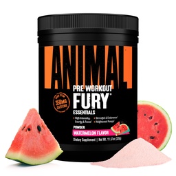 Animal Fury Pre Workout Powder - Vattenmelon, 350mg koffein, BCAA Aminosyror, 2g Beta Alanine, Citrulline & Tyrosine, energi, fokus, styrka, uthållighet, preworkout för män och kvinnor, 20 portioner