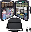 Extra-Large Pill Bottle Organizer, Medicine Bag, bärare för mediciner, vitaminer och medicinska förnödenheter - Modular Travel Medicine Organizer och Home Storage Med Bag - Dark Gray (med Lock)