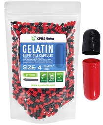 XPRS Nutra Size 4 Empty Capsules - 500 greve Small Empty Gelatin Capsules - Pills DIY Capsule Filling - Fillable Bovine Pill Gel Caps för Do-It-Yourself Supplements (Black/Red)