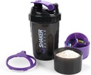 Shaker Bottle - Protein Shaker Cup med lagringskomponenter - Leak-proof Workout Shake Bottles med Mixer för Smooth Mixing-500ML/16oz (PURPLE & BLACK)