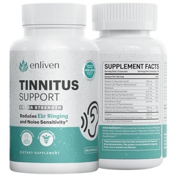 Tinnitus Relief Pills för Ringing Ears & Ear Health | Extra Strength Tinnitus Supplement med Bioflavonoids, B12 & Inositol | Stöder sömn, fokus & Auditory Clarity | 60 Caplets | 2 Pack